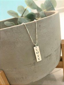 Colar Plaquinha Love - Prata 925