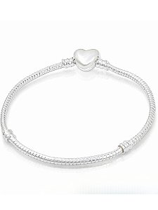 Pulseira Berloque Coração Liso - Folheado a prata