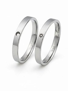 Par de Alianças sol e lua Vazados 2mm - Aço inox