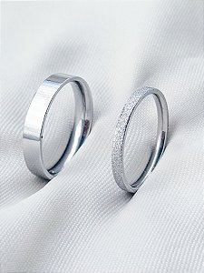 Par de Aliança Snow 2mm e 4mm - Aço Inox