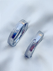 Par de Aliança Capadócia com pedra - Aço Inox