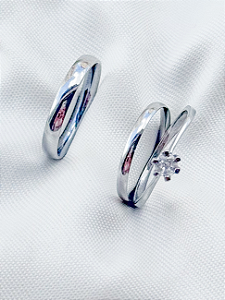 Par de Aliança Julieta 2mm e 3mm + Solitário Cristal - Aço Inox