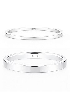 Par de Aliança Holanda 1,5mm e 2mm - Prata 950