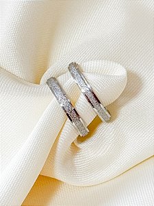 Par de aliança diamantada 3mm - Aço Inox