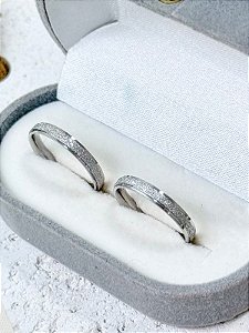 Par de aliança diamantada 3mm - Aço Inox