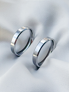 Par de Aliança Chanfrada 4mm - Aço Inox
