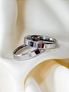 Par de Aliança Chanfrada 4mm - Aço Inox