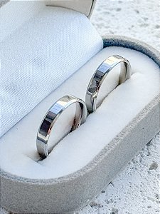 Par de Aliança Chanfrada 4mm - Aço Inox