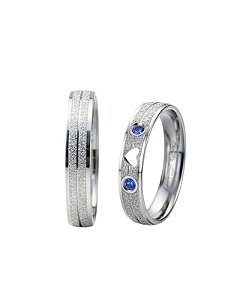 Par de aliança Diamantada com pedras - Aço Inox