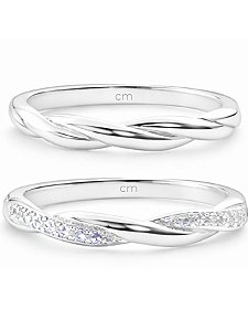 Par de Aliança Mônaco com pedra - Prata 950