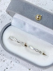 Par de Aliança Mônaco com pedra - Prata 950