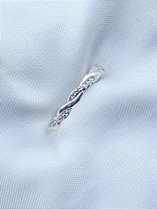 Anel Aliança Mônaco com pedra - Prata 950 (Unidade)