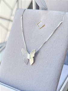 Pulseira de borboleta origami - Folheado a prata
