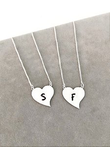 Colar Personalizado Coração com Inicial  (UNIDADE) - Prata 925