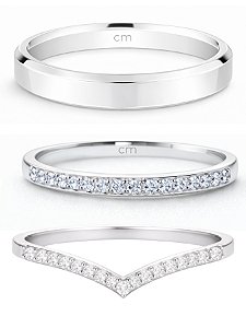 Par de Aliança França Cristal Roxo com pedra + Solitário aparador V - Prata 950