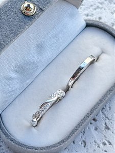 Par de Aliança Mônaco com pedra e Holanda - Prata 950