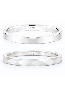 Par de Aliança Geométrica + Holanda 2mm - Prata 950