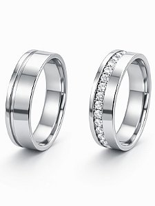 Par de Aliança Real - Aço Inox