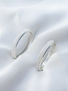 Par de Aliança Diamantada 3mm - Prata 950