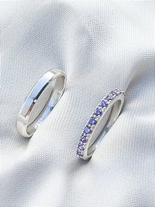Par de aliança Pace Purple - Prata 950