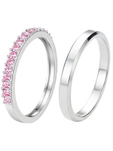 Par de Aliança Pace pink - Prata 950
