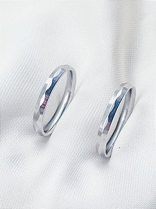 Par de Aliança geométrica 3mm - Aço Inox