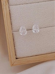 Brinco gota de zirconia 8mm - Folheado a prata