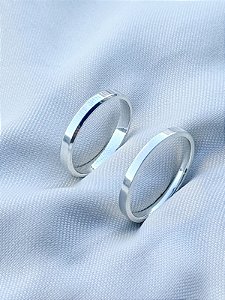 Par de Aliança Holanda e Chanfrada - Prata 950