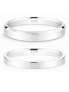 Par de Aliança Holanda e Chanfrada - Prata 950