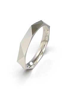 Anel Aliança geométrico 3mm - Prata 950