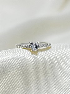 Anel solitario mini love Cristal - Prata 950