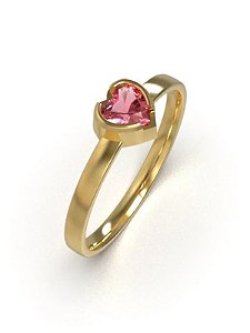 Anel Solitário Romance Rosa - Moeda Antiga