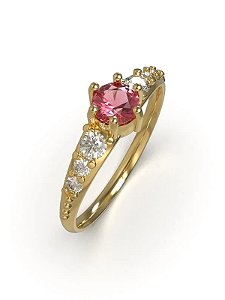 Anel solitário Bell Rosa - Moeda Antiga