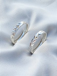 Par de Aliança Romana - Prata 950