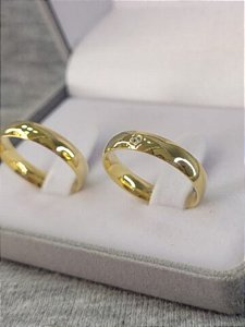 Par de Aliança Julieta 4mm com pedra - Folheado a Ouro