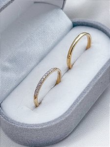 Par de Aliança Julieta 2mm com pedra - Moeda Antiga