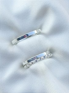 Par de Aliança holanda 2mm + Solitário aparador Idea