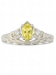 Anel Solitário Princesa Bela - Prata 950