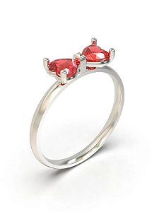 Anel Solitário Laço Princesa Branca de neve - Prata 950