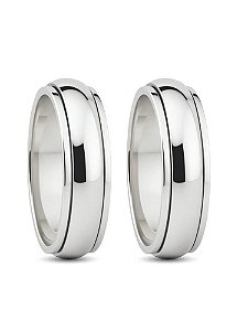 Par de aliança Saturno 6mm - Prata 950