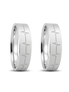 Par de Aliança Batimento diamantada - Prata 950