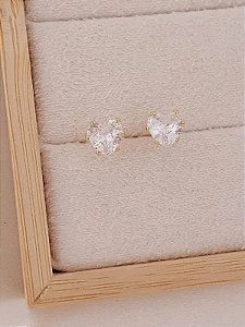 Brinco Coração ponto de luz - Folheado a Ouro