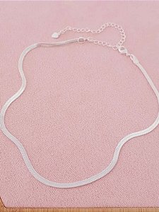 Choker de Fita 3mm - Folheado a prata