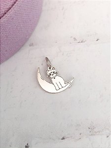 Pingente gato lunar - Prata 925