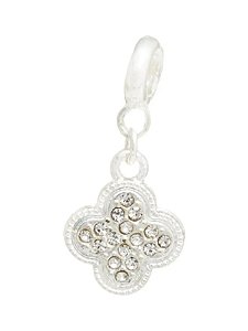 Berloque trevo cravejado - Folheado a prata