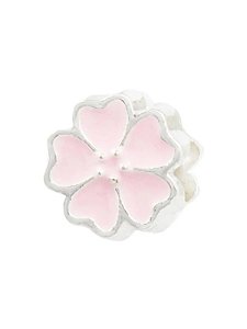 Berloque Separador flor rosa - Folheado a prata