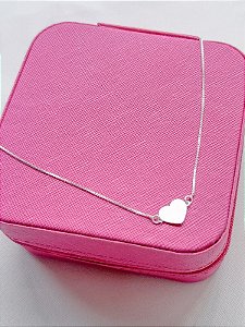 Choker Coração preenchido - Prata 925