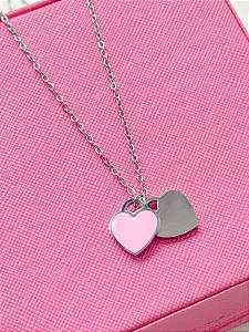 Colar coraçao duplo tiffany - Aço Inox