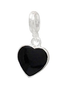 Berloque Coração preto - Folheado a prata