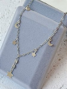 Colar estrela e lua - Aço inox